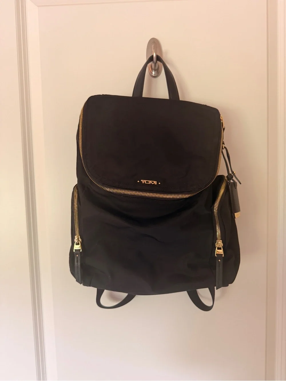 TUMI Black Nylon Backpack — Travel Daypack
